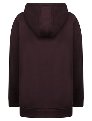 Buster Women's Plain Zip Through Brushback Fleece Hoodie in Wine - Tokyo Laundry