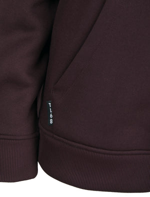 Buster Women's Plain Zip Through Brushback Fleece Hoodie in Wine - Tokyo Laundry