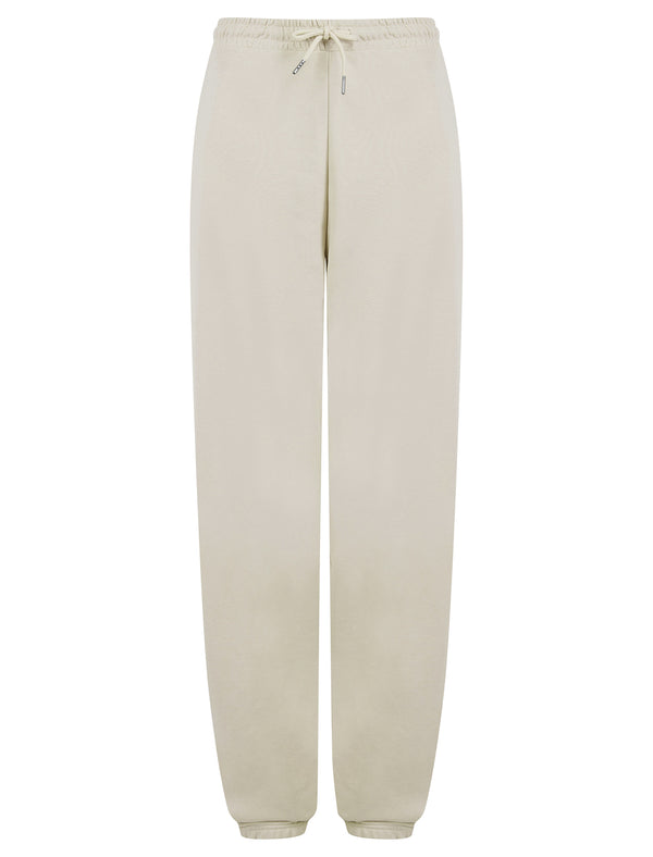 Bebo High Waisted Brushback Fleece Cuffed Joggers in Ivory - Amara Reya