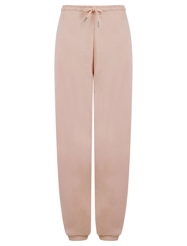 Bebo High Waisted Brushback Fleece Cuffed Joggers in Pink - Amara Reya