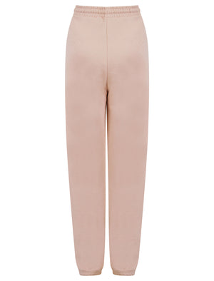 Bebo High Waisted Brushback Fleece Cuffed Joggers in Pink - Amara Reya