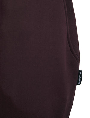 Helders Women's High Waisted Brushback Fleece Cuffed Joggers in Wine - Tokyo Laundry
