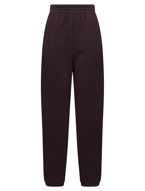Helders Women's High Waisted Brushback Fleece Cuffed Joggers in Wine - Tokyo Laundry