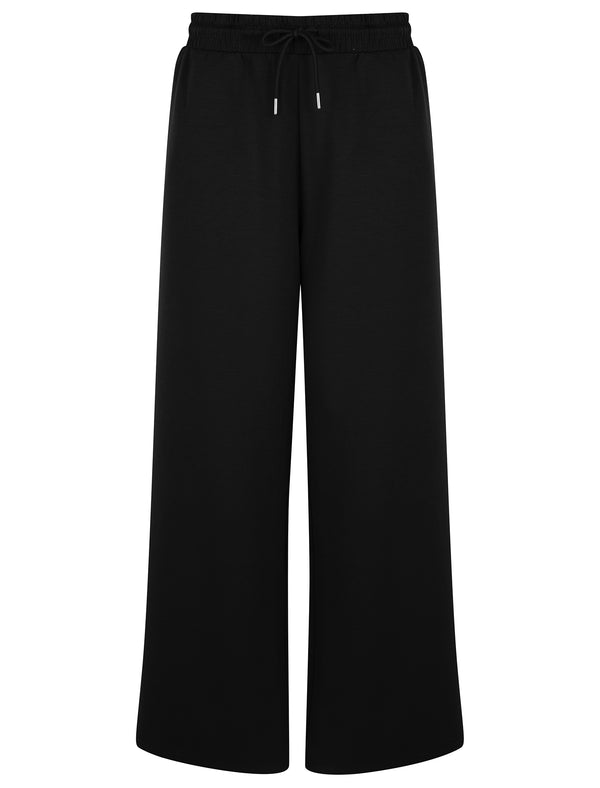 Tracer High Waisted Premium Modal Fabric Wide Leg Joggers in Jet Black - Amara Reya