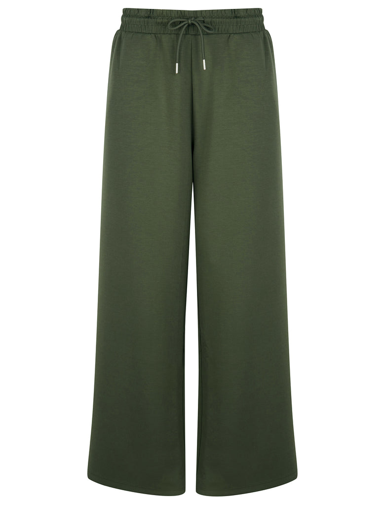 Tracer High Waisted Premium Modal Fabric Wide Leg Joggers in Thyme - A ...