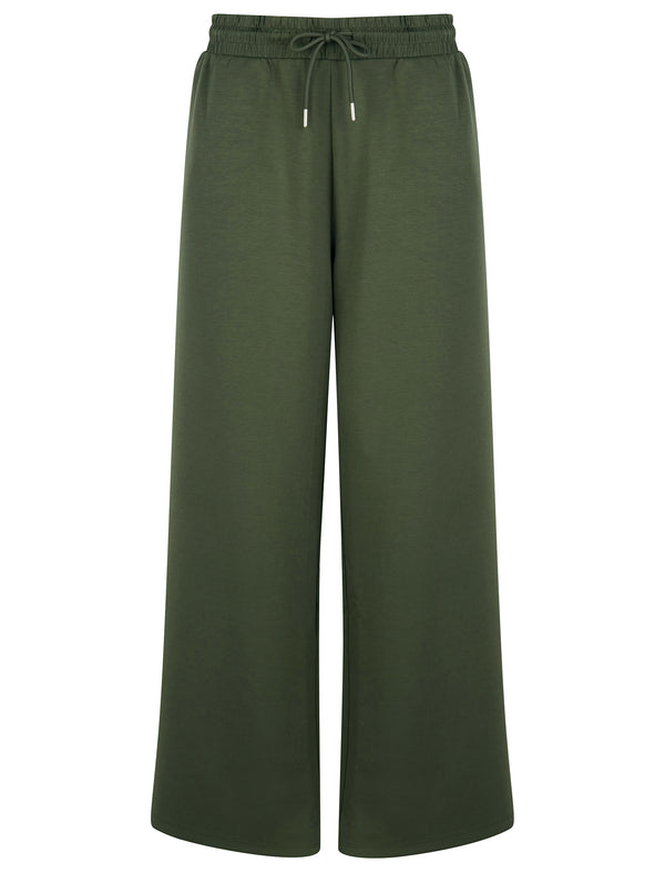 Tracer High Waisted Premium Modal Fabric Wide Leg Joggers in Thyme - Amara Reya