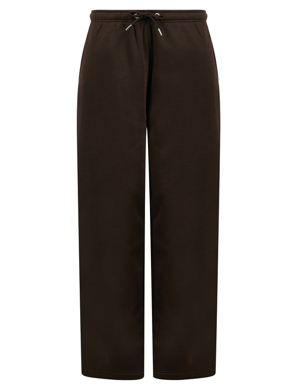 Rissa Women's High Waist Brushback Fleece Wide Leg Joggers in Chocolate - Tokyo Laundry