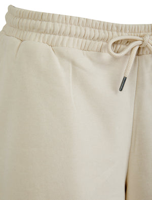 Xoey High Waisted Brushback Fleece Lounge Jogger Shorts in Ivory - Amara Reya