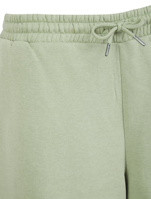 Xoey High Waisted Brushback Fleece Lounge Jogger Shorts in Sage Green - Amara Reya