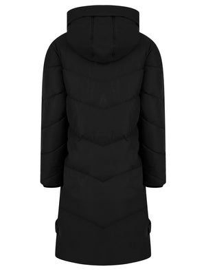 Newby Hooded Longline Quilted Puffer Coat in Black - Saint & Sinner