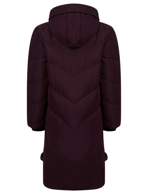Newby Hooded Longline Quilted Puffer Coat in Fig - Saint & Sinner