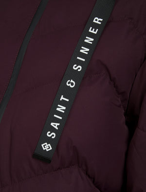 Newby Hooded Longline Quilted Puffer Coat in Fig - Saint & Sinner