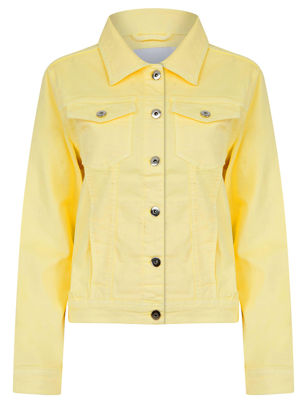 Feather Women's Stretch Cotton Denim Jacket in Pale Lemon - Amara Reya