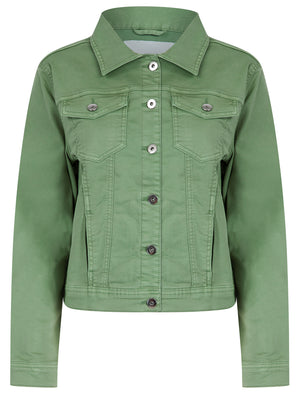 Feather Women's Stretch Cotton Denim Jacket in Green Bay - Amara Reya