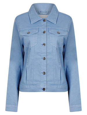 Feather Women's Stretch Cotton Denim Jacket in Hydrangea Blue - Amara Reya