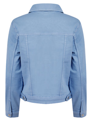 Feather Women's Stretch Cotton Denim Jacket in Hydrangea Blue - Amara Reya