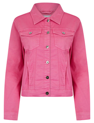 Feather Women's Stretch Cotton Denim Jacket in Pink Cosmos - Amara Reya