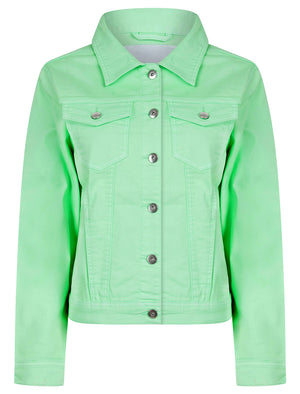 Feather Women's Stretch Cotton Denim Jacket in Bird's Egg Green - Amara Reya