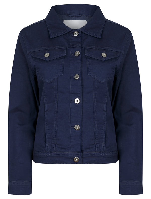 Feather Women's Stretch Cotton Denim Jacket in Patriot Blue - Amara Reya