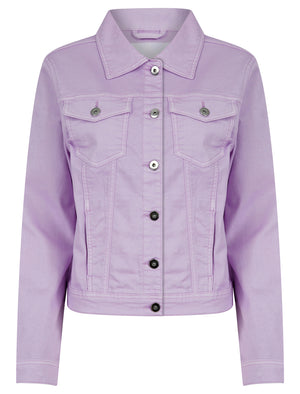 Feather Women's Stretch Cotton Denim Jacket in Pale Violet - Amara Reya