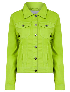 Feather Women's Stretch Cotton Denim Jacket in Green Glow - Amara Reya