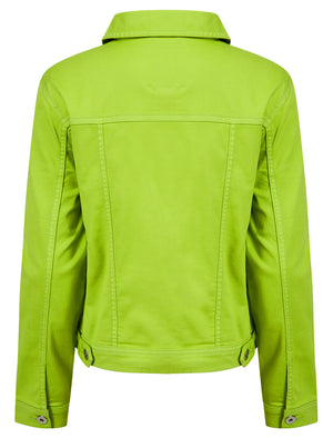 Feather Women's Stretch Cotton Denim Jacket in Green Glow - Amara Reya