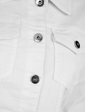 Feather Women's Stretch Cotton Denim Jacket in Optic White - Amara Reya