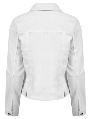Feather Women's Stretch Cotton Denim Jacket in Optic White - Amara Reya