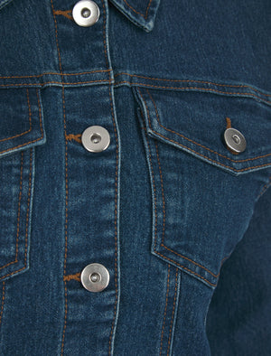 Mesa Women's Stretch Cotton Denim Jacket in Mid Blue - Amara Reya
