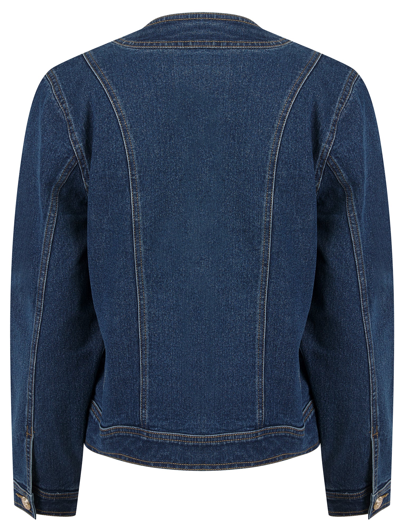 Calgary Women's Stretch Cotton Collarless Denim Jacket in
