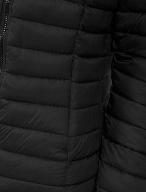 Jaime Women’s Quilted Puffer Jacket with Detachable Hood in Black - Amara Reya