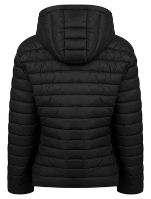 Jaime Women’s Quilted Puffer Jacket with Detachable Hood in Black - Amara Reya