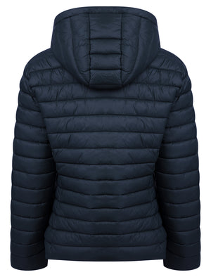 Jaime Women’s Quilted Puffer Jacket with Detachable Hood in Navy - Amara Reya