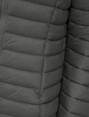 Jaime Women’s Quilted Puffer Jacket with Detachable Hood in Grey - Amara Reya