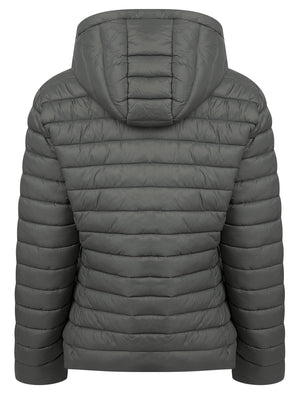 Jaime Women’s Quilted Puffer Jacket with Detachable Hood in Grey - Amara Reya