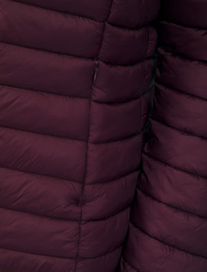 Jaime Women’s Quilted Puffer Jacket with Detachable Hood in Wine - Amara Reya