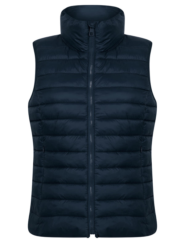 Laura Quilted Puffer Gilet Bodywarmer in Navy - Amara Reya