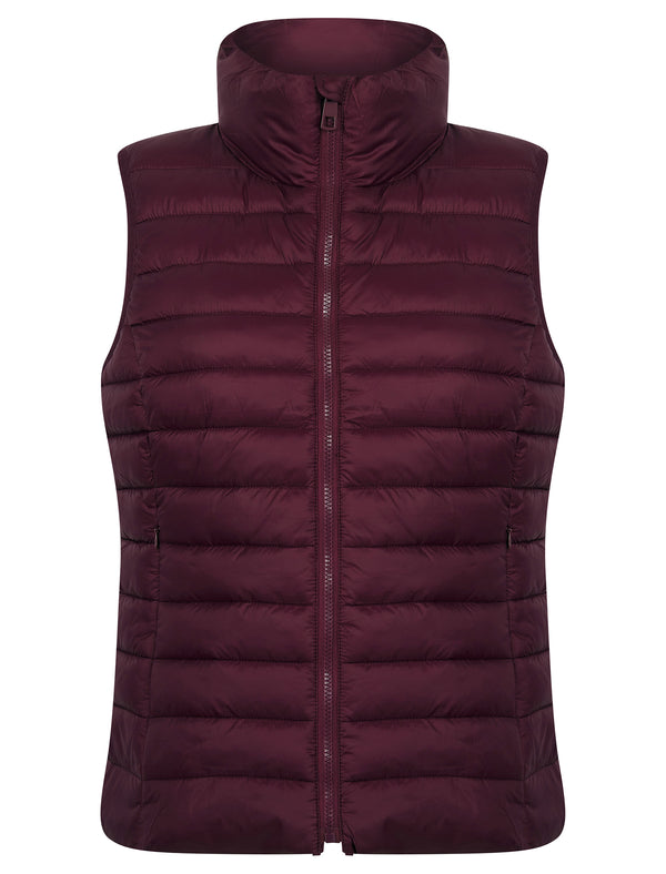 Laura Quilted Puffer Gilet Bodywarmer in Wine - Amara Reya