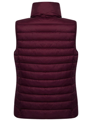 Laura Quilted Puffer Gilet Bodywarmer in Wine - Amara Reya
