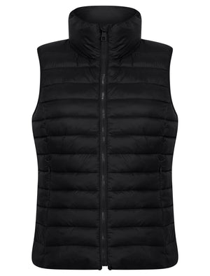 Laura Quilted Puffer Gilet Bodywarmer in Black - Amara Reya