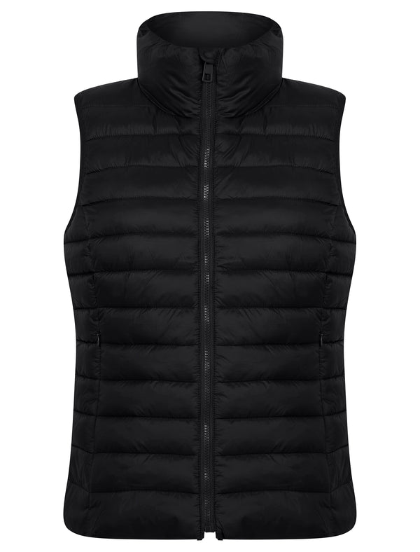 Laura Quilted Puffer Gilet Bodywarmer in Black - Amara Reya