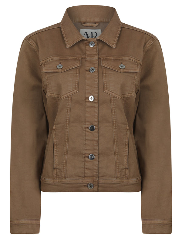 Feather Women's Stretch Cotton Denim Jacket in Mocha - Amara Reya