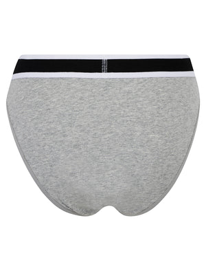 Fran (5 Pack) Cotton Assorted Briefs in Bright White / Jet Black / Light Grey Marl - Tokyo Laundry