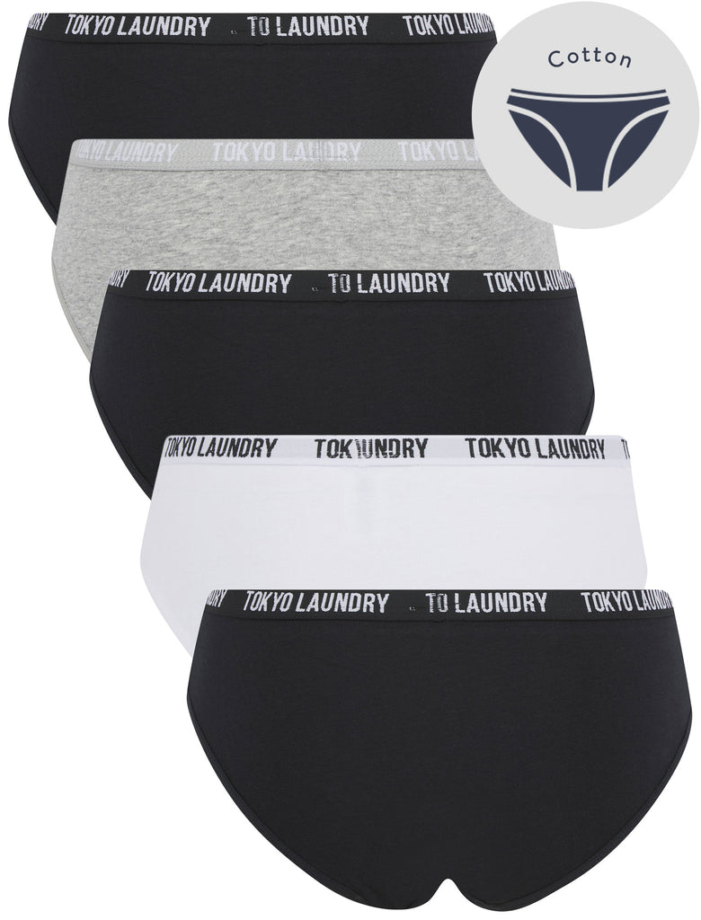 Vida (5 Pack) Cotton Assorted Briefs in Anthracite Black / Optic White ...