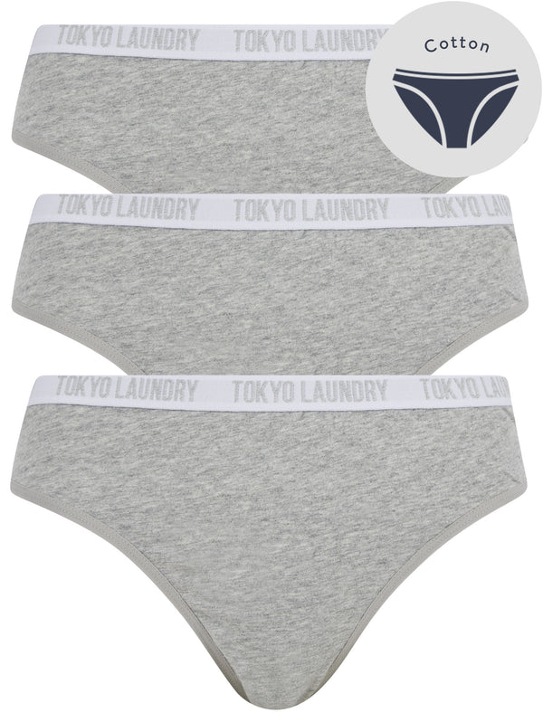 Raya (3 Pack) Cotton Assorted Briefs in Light Grey Marl - Tokyo Laundry