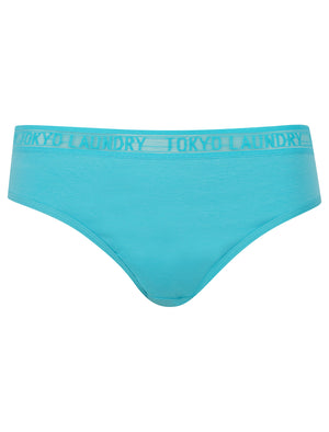 Elvie (5 Pack) Cotton Assorted Briefs with Mesh Waistband in Blue Mist / Navy Blazer / Rose Red / Icy Pink  - Tokyo Laundry