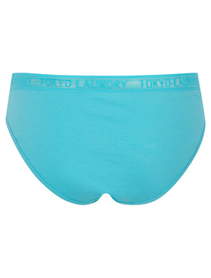 Elvie (5 Pack) Cotton Assorted Briefs with Mesh Waistband in Blue Mist / Navy Blazer / Rose Red / Icy Pink  - Tokyo Laundry