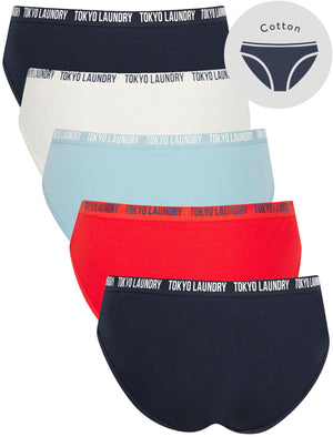 Zara (5 Pack) Cotton Assorted Briefs in Navy Blazer / Fiery Red / Forget-Me-Not Blue / Jet Stream White - Tokyo Laundry