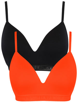 Misha Non-Wired Full Cup Soft Padded (2 Pack) Sports Style Bra in Jet Black / Fiery Red - Tokyo Laundry