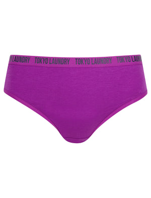 Melissa (5 Pack) Cotton Assorted Briefs in Mars Red / Purple Wine / Dahlia Purple / Jet Stream White / Navy Blazer - Tokyo Laundry